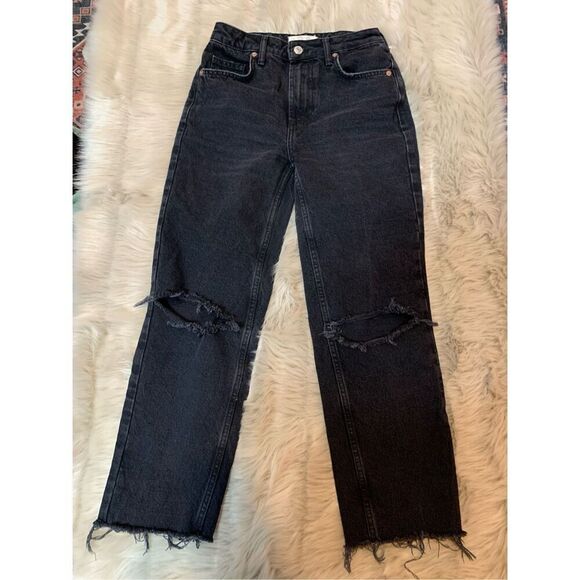 Free People We the Free Dakota Distressed Straight Leg Jean 24 - Picture 1 of 4